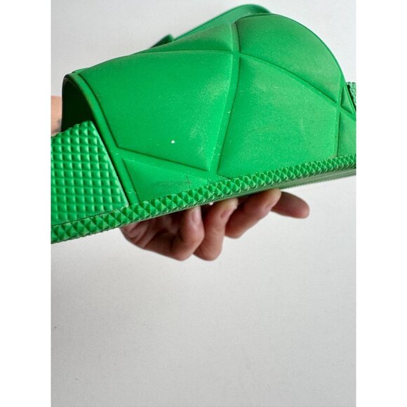 BOTTEGA VENETA Parakeet Green Rubber Intrecciato Pool Slides Sandals, Size 37 - Picture 9 of 16